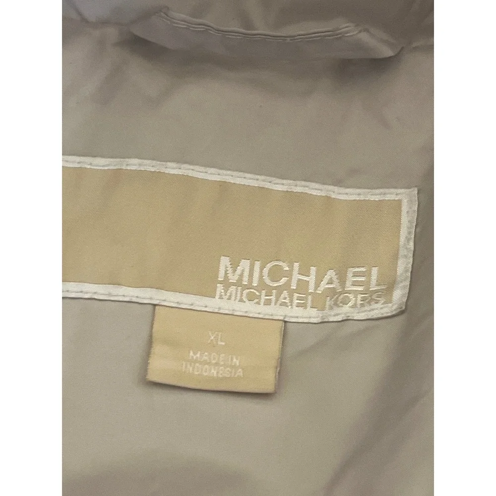 Michael Kors Cream Quilted‎ Long Puffer Jacket Size XL